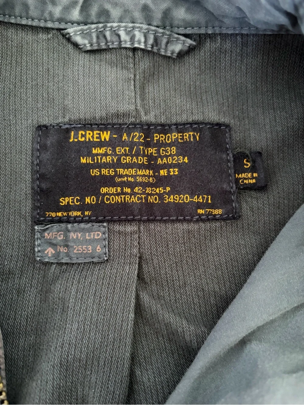 J Crew A/22 M-65 Jacket Mens Small Blue G38 Military Grade Utility Field Coat